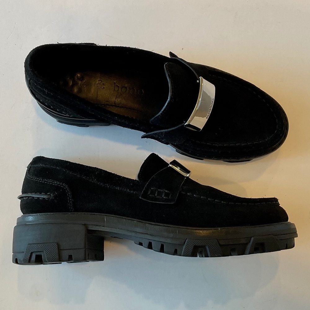 RAG & BONE  Shiloh 2.0 Loafers Lug Sole Black Suede